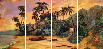 Island's Warm Embrace Quadiptych